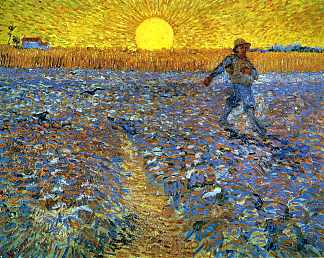 播种机（夕阳播种机） The Sower (Sower with Setting Sun) (1888; Arles,Bouches-du-Rhône,France                     )，文森特·梵高