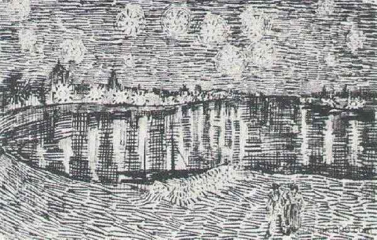 星夜 The Starry Night (1888; Arles,Bouches-du-Rhône,France ),文森特·梵高