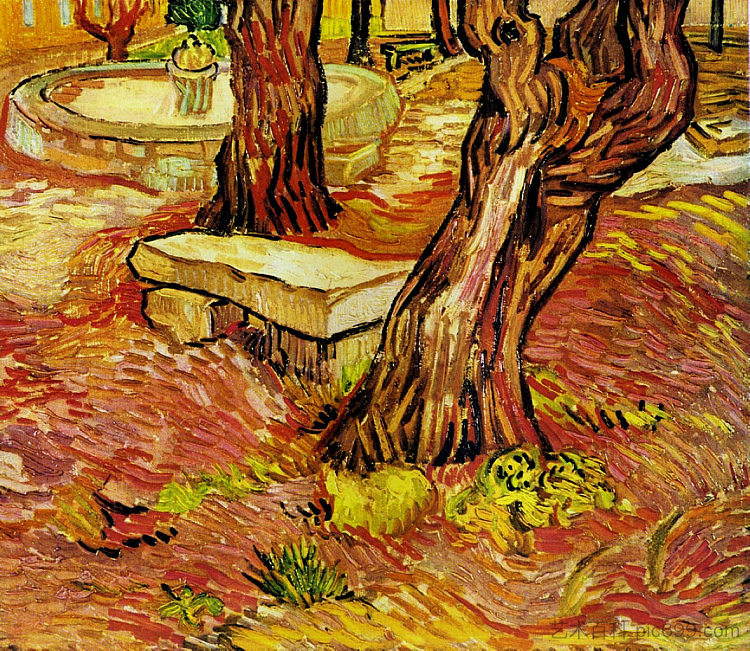 圣保罗医院花园里的石凳 The Stone Bench in the Garden at Saint-Paul Hospital (1889; Saint-rémy-de-provence,France ),文森特·梵高