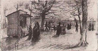 杜乐丽露台与人们散步 The Terrace of the Tuileries with People Walking (1886; Paris,France                     )，文森特·梵高