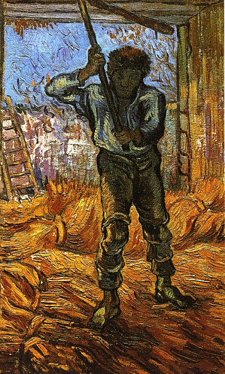 脱粒机（小米之后） The Thresher (after Millet) (1889; Saint-rémy-de-provence,France                     )，文森特·梵高