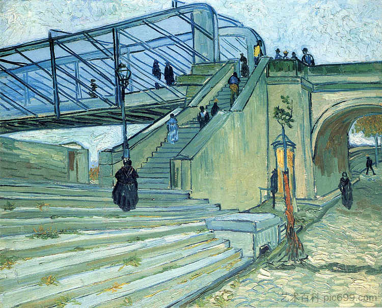 特林克泰勒桥 The Trinquetaille Bridge (1888; Arles,Bouches-du-Rhône,France ),文森特·梵高