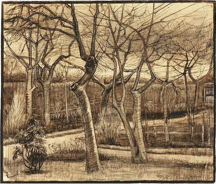 牧师住宅花园 The Vicarage Garden (1884; Nunen / Nuenen,Netherlands  )，文森特·梵高