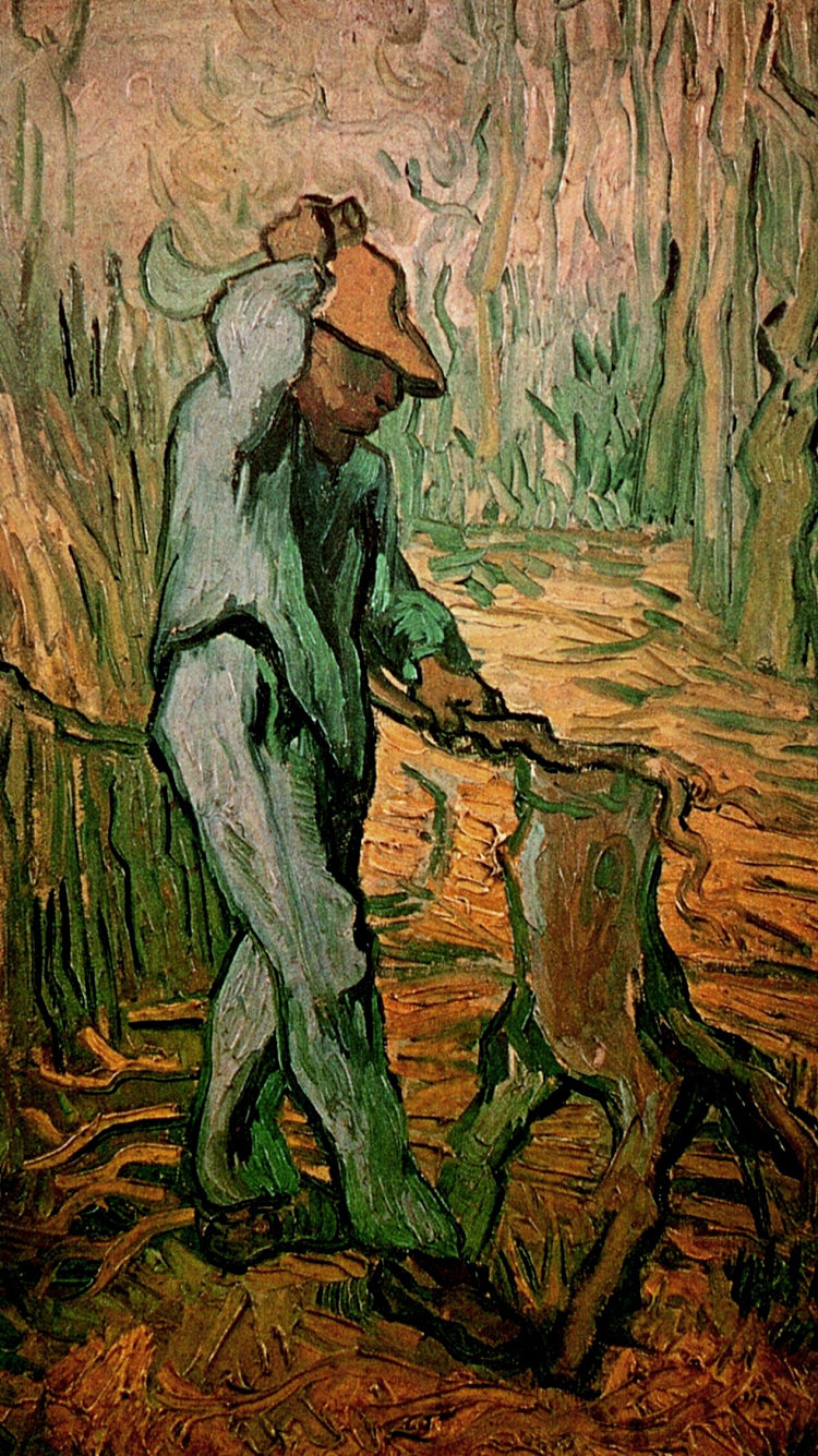 小米之后的樵夫 The Woodcutter after Millet (1890; Saint-rémy-de-provence,France  )，文森特·梵高