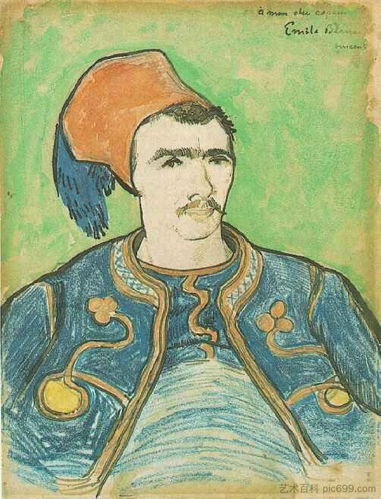 祖阿夫半长 The Zouave Half Length (1888; Arles,Bouches-du-Rhône,France ),文森特·梵高