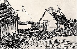 圣玛丽斯的三座乡村别墅 Three Cottages in Saintes-Maries (1888; Saintes-maries-de-la-mer,France                     )，文森特·梵高