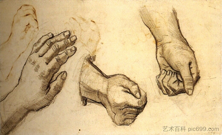 三个手 Three Hands (c.1884; Nunen / Nuenen,Netherlands  )，文森特·梵高