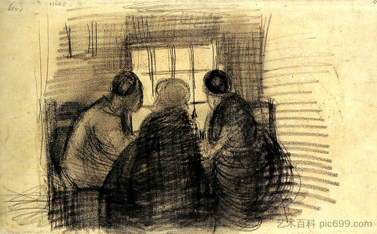 三个人共享一顿饭 Three People Sharing a Meal (1885; Nunen / Nuenen,Netherlands  )，文森特·梵高