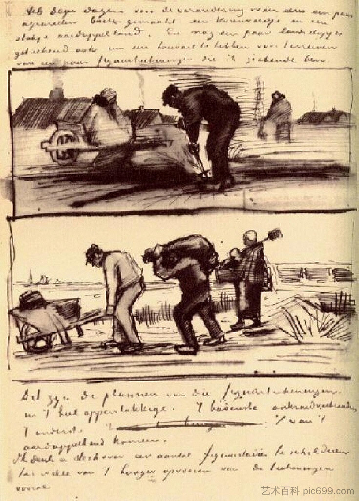 Three Persons Returning from the Potato Field Three Persons Returning from the Potato Field (1883; Haag / Den Haag / La Haye / The Hague,Netherlands ),文森特·梵高