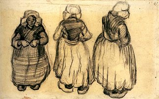 《披着披肩的女人的三幅画像 Three Studies of a Woman with a Shawl (1885; Nunen / Nuenen,Netherlands                     )，文森特·梵高