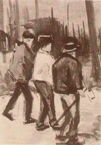 三个樵夫在散步 Three Woodcutters Walking (1884; Nunen / Nuenen,Netherlands                     )，文森特·梵高