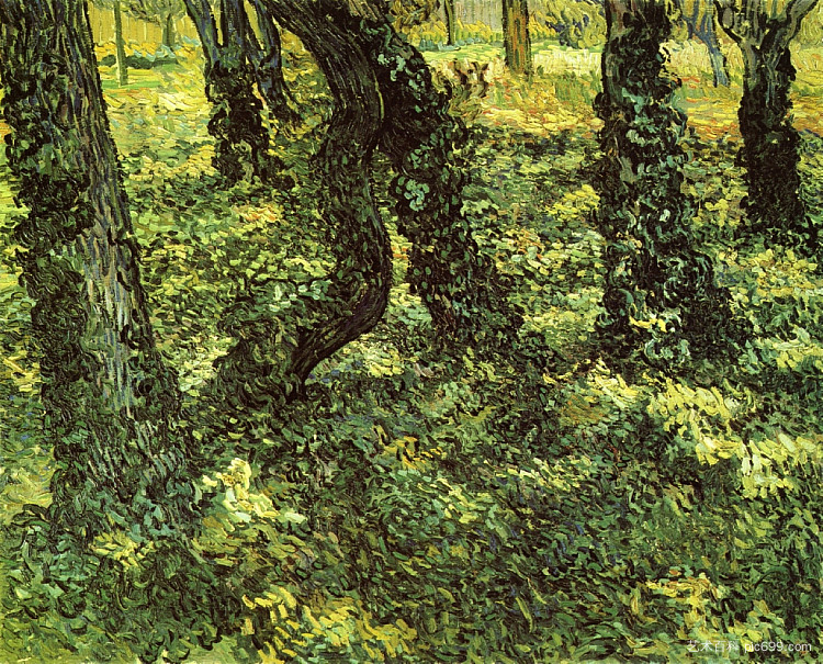 常春藤树干 Trunks of Trees with Ivy (1889; Saint-rémy-de-provence,France  )，文森特·梵高