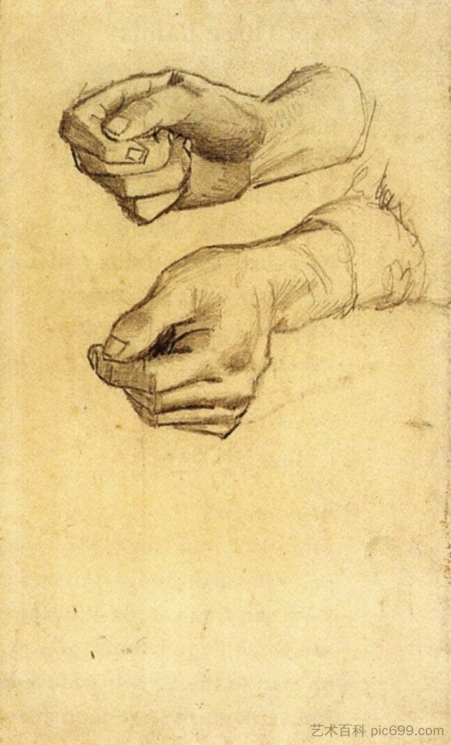 两只手 Two Hands (1885)，文森特·梵高