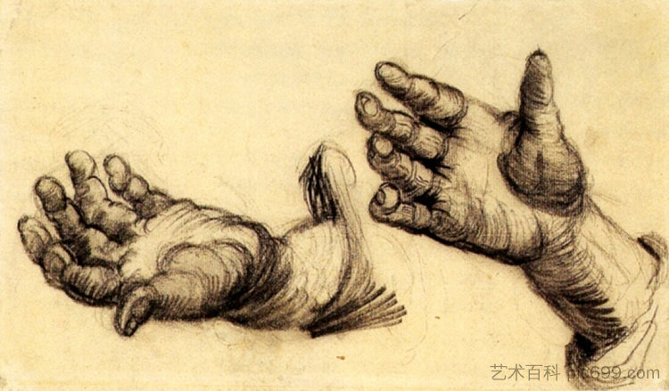 两只手 Two Hands (1884)，文森特·梵高