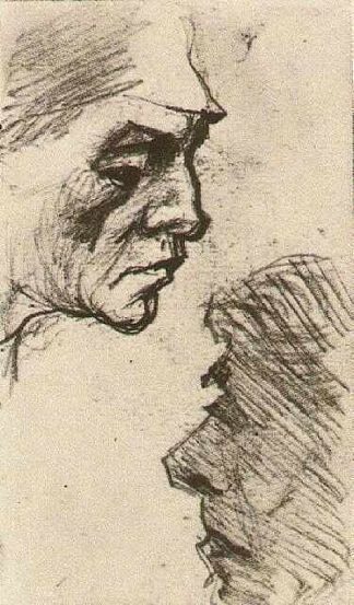 两个男人的头 Two Heads of Men (1885)，文森特·梵高