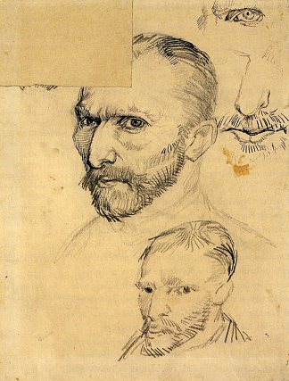 两幅自画像和几个细节 Two Self-Portraits and Several Details (1886; Paris,France                     )，文森特·梵高