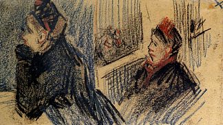 包厢里的两个女人 Two Women in a Balcony Box (1885; Nunen / Nuenen,Netherlands                     )，文森特·梵高