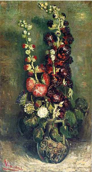 霍利霍克斯花瓶 Vase of Hollyhocks (1886; Paris,France                     )，文森特·梵高