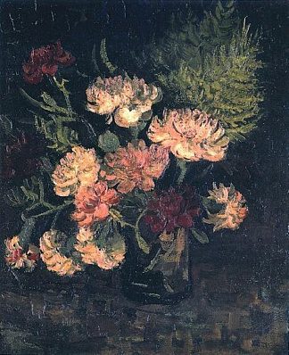 康乃馨花瓶 Vase with Carnations (1886; Paris,France                     )，文森特·梵高