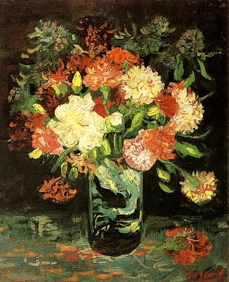 康乃馨花瓶 Vase with Carnations (1886; Paris,France                     )，文森特·梵高