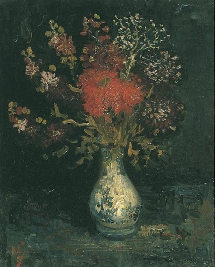 花瓶插花 Vase with Flowers (c.1886; Paris,France ),文森特·梵高