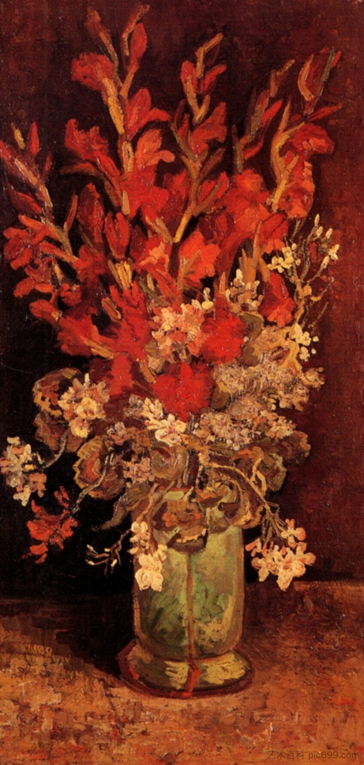 花瓶与剑兰和康乃馨 Vase with Gladioli and Carnations (1886; Paris,France  )，文森特·梵高