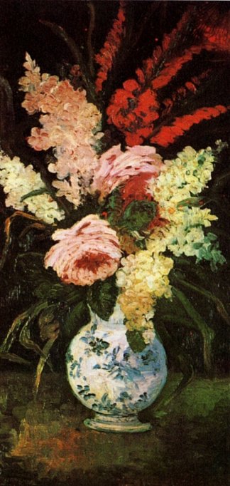 花瓶与剑兰和丁香 Vase with Gladioli and Lilac (1886; Paris,France                     )，文森特·梵高