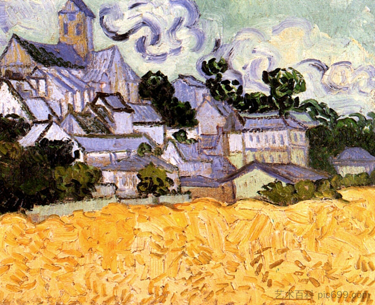 奥韦尔与教堂的景色 View of Auvers with Church (1890; Auvers-sur-oise,France  )，文森特·梵高