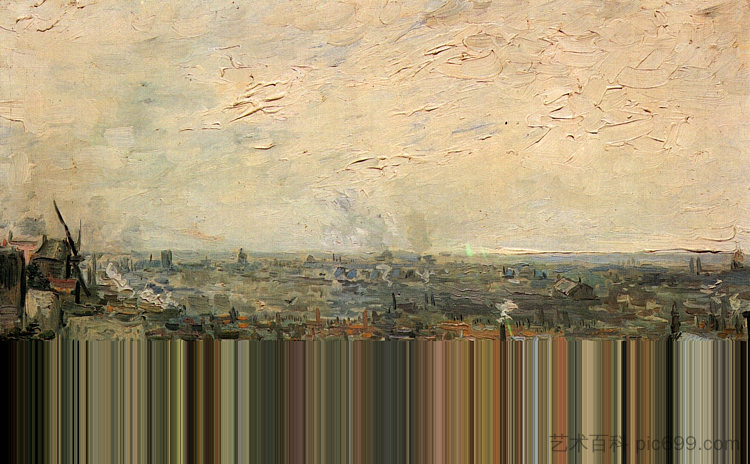 从蒙马特看巴黎 View of Paris from Montmartre (1886; Paris,France  )，文森特·梵高