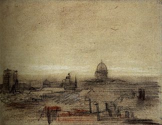 巴黎圣母院和万神殿的景色 View of Paris with Notre-Dame and the Pantheon (1886; Paris,France                     )，文森特·梵高
