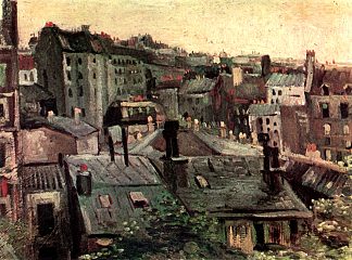 房屋屋顶和背面的视图 View of Roofs and Backs of Houses (1886; Paris,France                     )，文森特·梵高