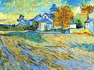 圣保罗德莫索莱教堂的景色 View of the Church of Saint-Paul-de-Mausole (1889; Saint-rémy-de-provence,France                     )，文森特·梵高