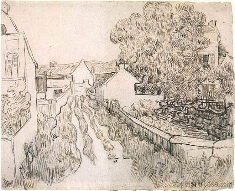 村街 Village Street (1890; Auvers-sur-oise,France  )，文森特·梵高