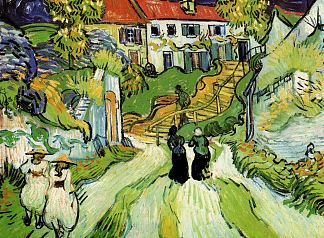 乡村街道和带有人物的台阶 Village Street and Steps in Auvers with Figures (1890; Auvers-sur-oise,France                     )，文森特·梵高