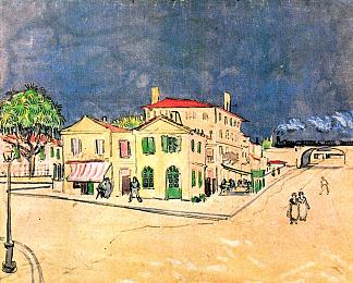 文森特在阿尔勒的房子（黄房子） Vincent’s House in Arles (The Yellow House) (1888; Arles,Bouches-du-Rhône,France                     )，文森特·梵高