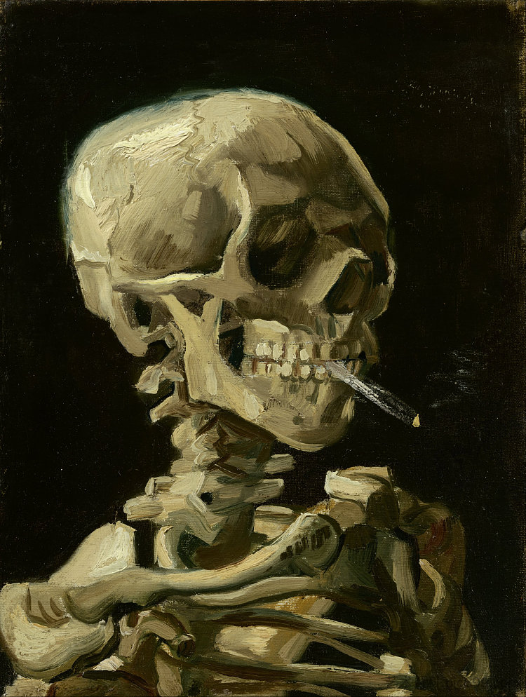 燃烧香烟的骷髅头 Skull of a Skeleton with Burning Cigarette (1885 - 1886)，文森特·梵高