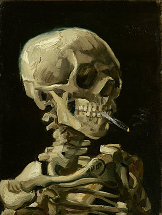 燃烧香烟的骷髅头 Skull of a Skeleton with Burning Cigarette (1885 – 1886)，文森特·梵高