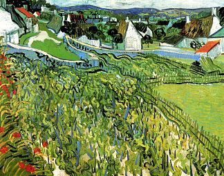 享有奥韦尔美景的葡萄园 Vineyards with a View of Auvers (1890; Auvers-sur-oise,France                     )，文森特·梵高