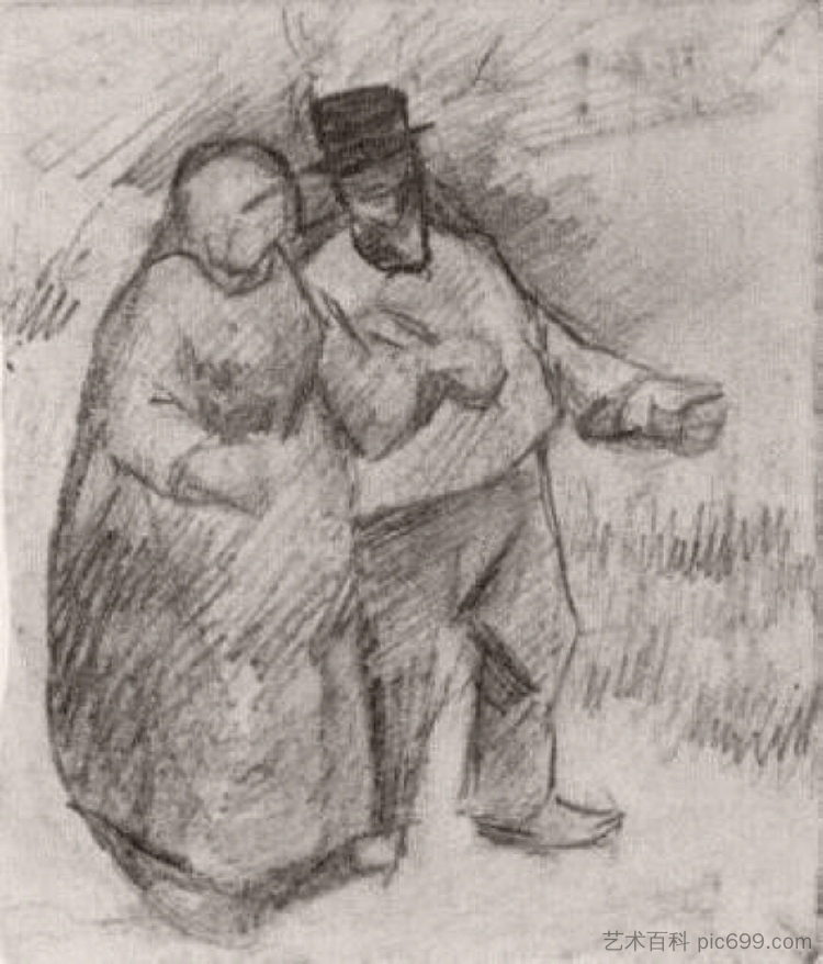 散步情侣 Walking Couple (1886; Paris,France  )，文森特·梵高