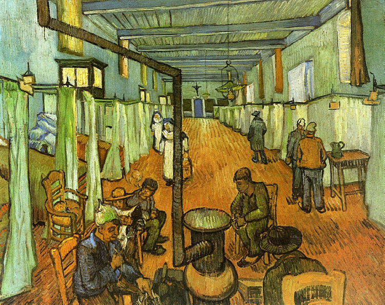 阿尔勒医院的病房 Ward in the Hospital at Arles (1889; Arles,Bouches-du-Rhône,France  )，文森特·梵高