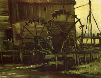 Gennep磨坊的水车 Water Wheels of Mill at Gennep (1884; Nunen / Nuenen,Netherlands                     )，文森特·梵高