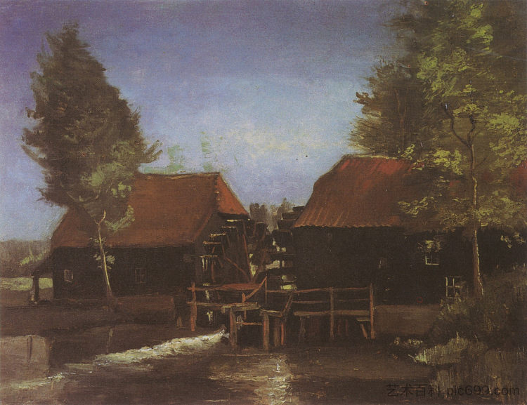纽南附近科伦的水磨坊 Watermill in Kollen, near Nuenen (1884)，文森特·梵高