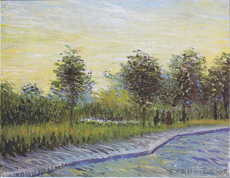 在阿涅尔的沃耶达根森公园的方式 Way in the Voyer d'Argenson Park in Asnieres (1887; Paris,France ),文森特·梵高