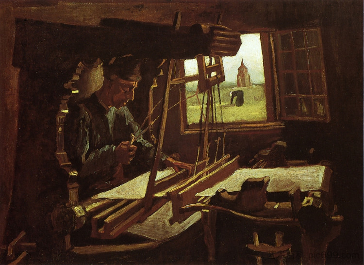 韦弗靠近一扇开着的窗户 Weaver near an Open Window (1884; Nunen / Nuenen,Netherlands  )，文森特·梵高