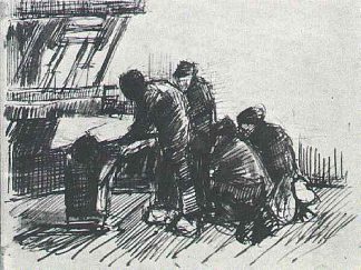 织布机前的织布工和其他人物 Weaver with Other Figures in Front of Loom (1884; Nunen / Nuenen,Netherlands                     )，文森特·梵高