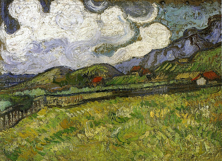 圣保罗医院后面的麦田与收割者 Wheat Field behind Saint-Paul Hospital with a Reaper (1889; Saint-rémy-de-provence,France ),文森特·梵高