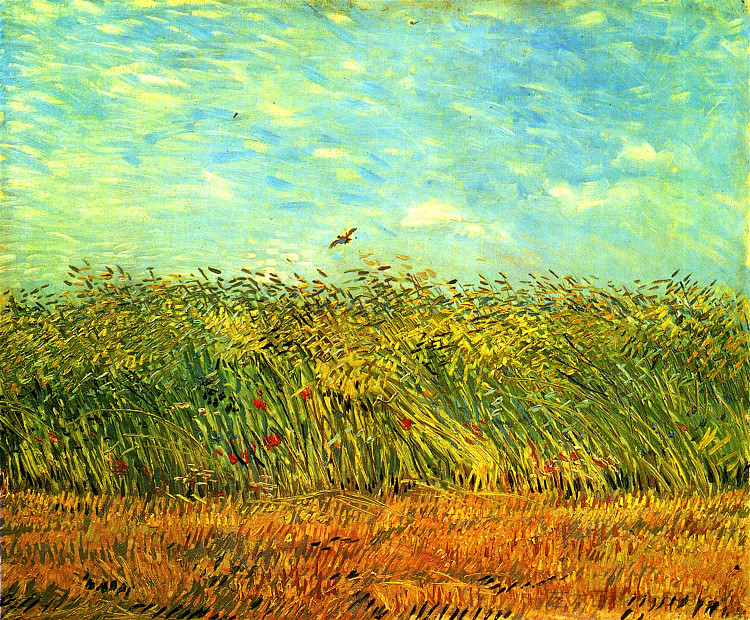 有云雀的麦田 Wheat Field with a Lark (1887; Paris,France  )，文森特·梵高