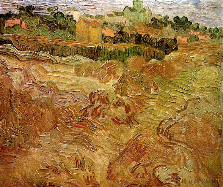 以Auvers为背景的麦田 Wheat Fields with Auvers in the Background (1890; Auvers-sur-oise,France  )，文森特·梵高