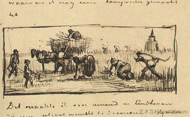 小麦收成 Wheat Harvest (1884; Nunen / Nuenen,Netherlands  )，文森特·梵高