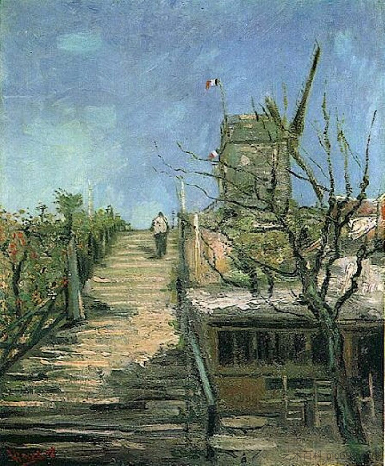 蒙马特风车 Windmill on Montmartre (1886; Paris,France ),文森特·梵高